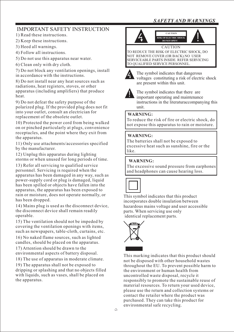 Important safety instruction | VIORE LED26VF50 User Manual | Page 3 / 17