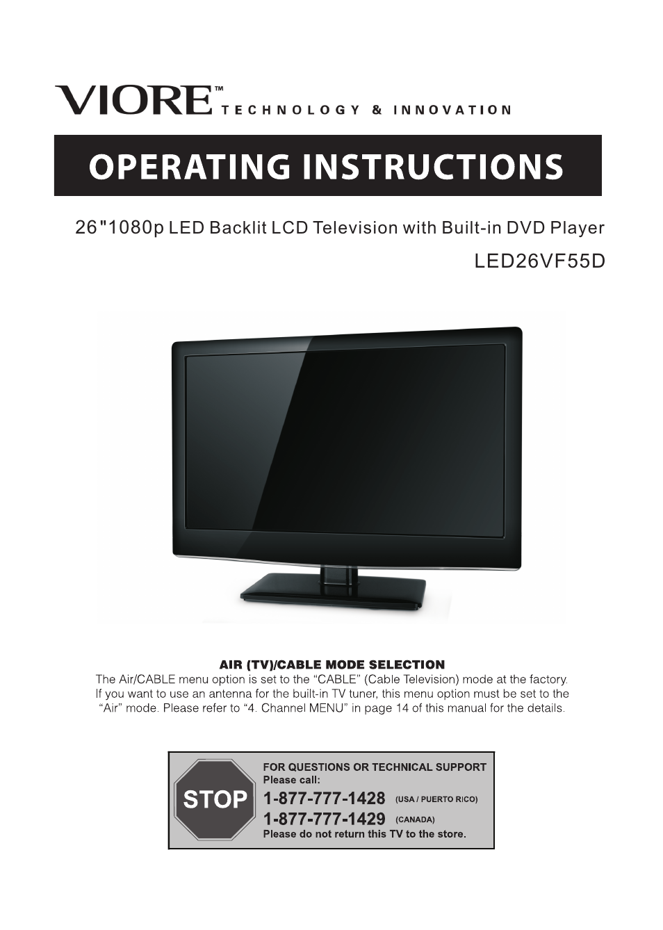 VIORE LED26VF55D User Manual | 23 pages