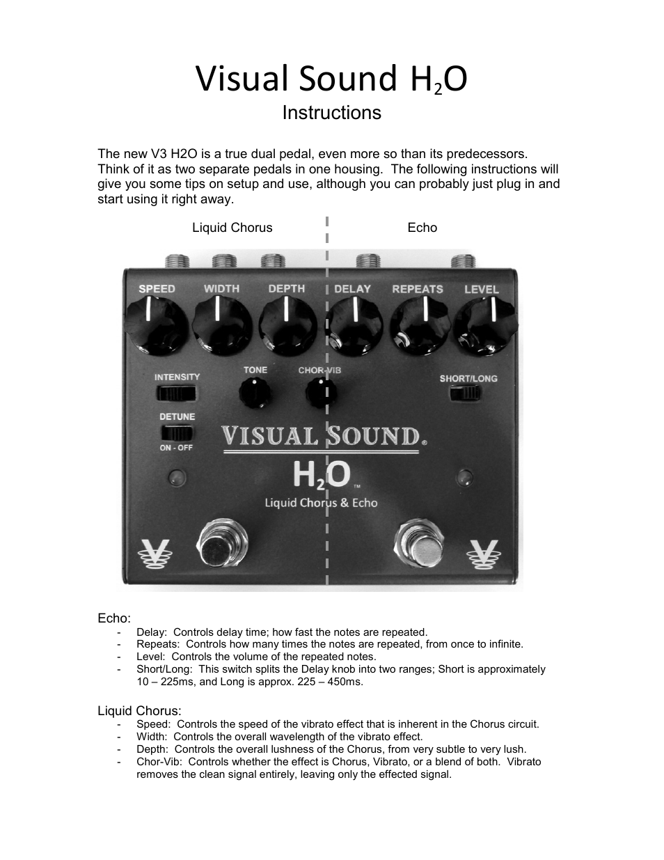 Visual Sound H20 User Manual | 3 pages