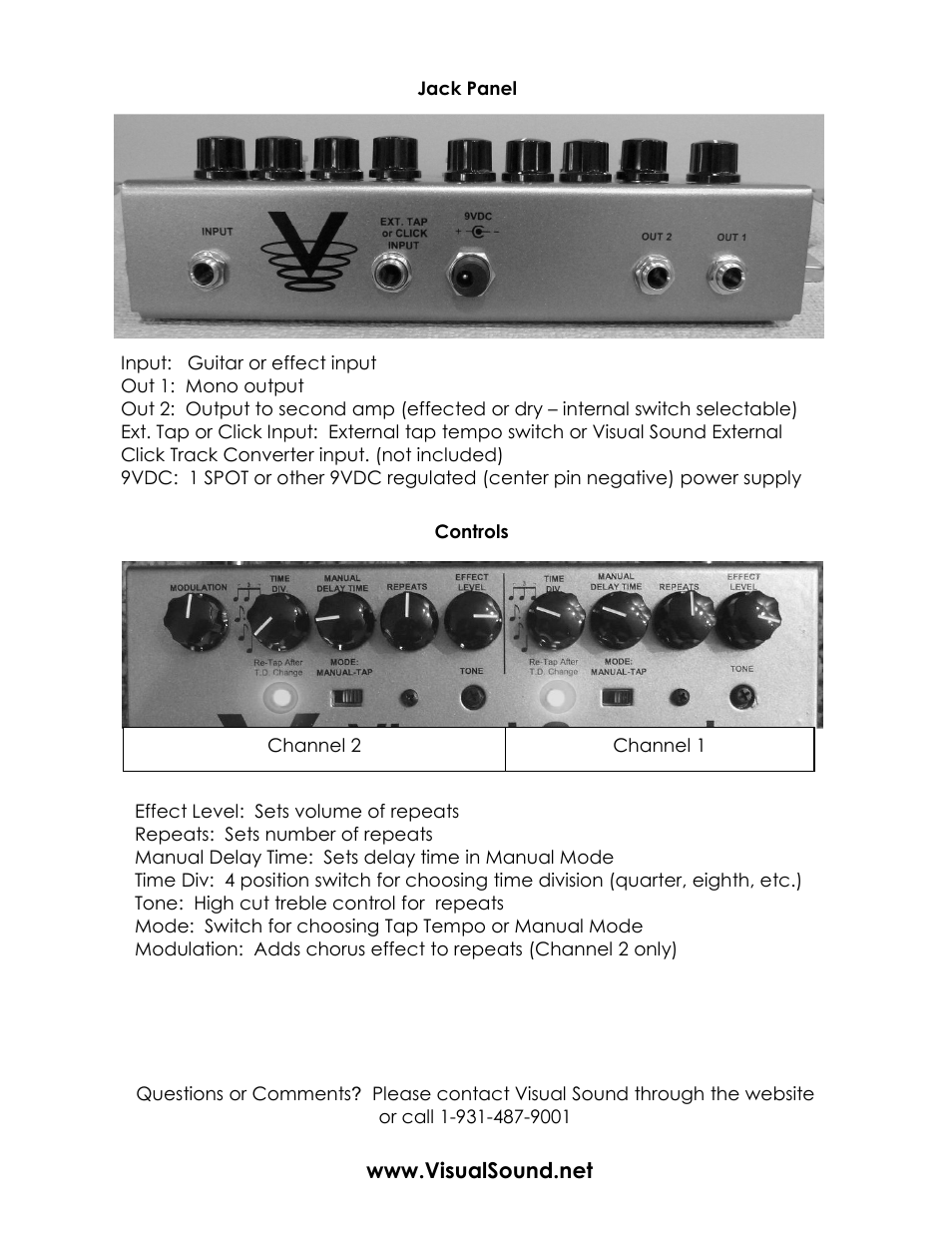 Visual Sound Dual Tap Delay User Manual | Page 2 / 3