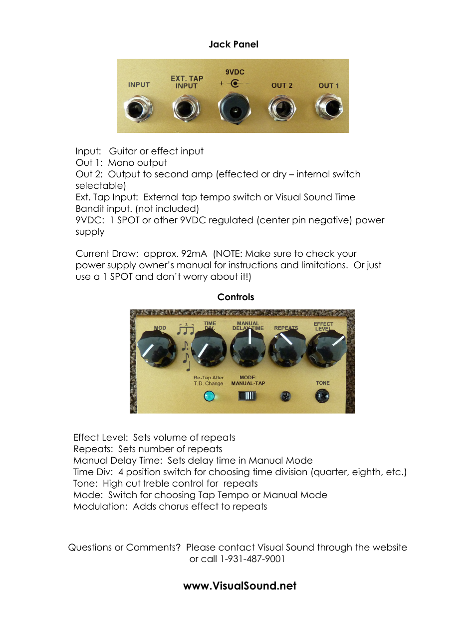 Visual Sound Tap Delay User Manual | Page 2 / 2