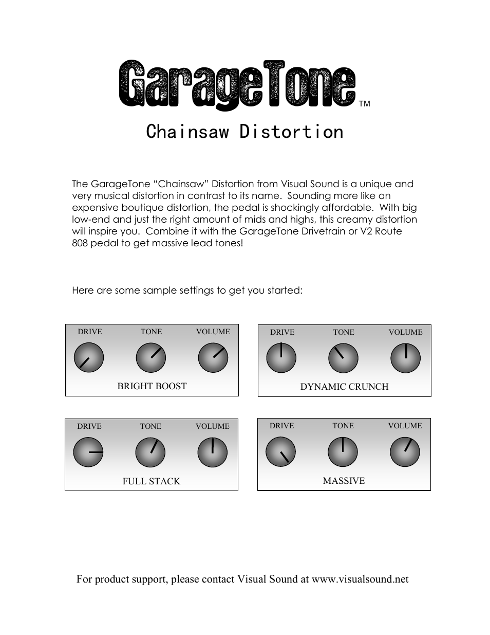 Visual Sound Chainsaw Distortion User Manual | 1 page