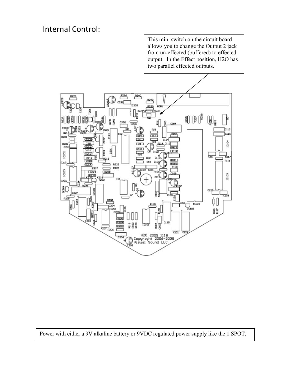 Internal control | Visual Sound V2 H20 User Manual | Page 2 / 3
