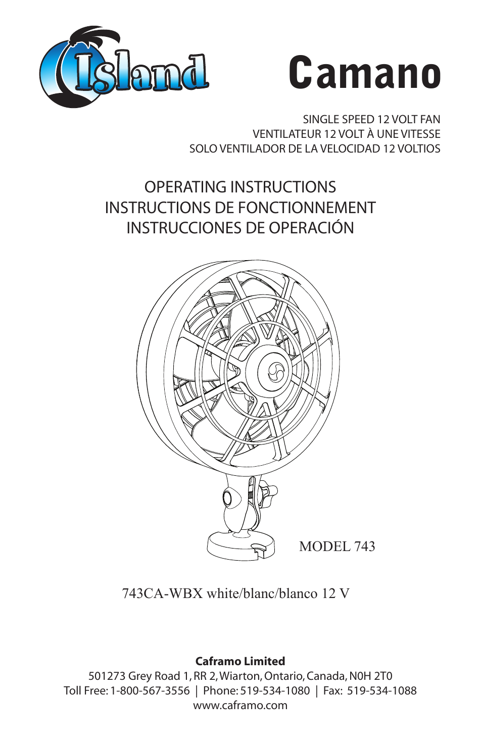 Caframo Camano 743CA-WBX User Manual | 7 pages