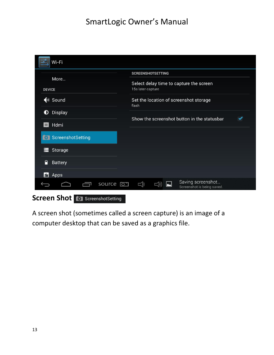 Smartlogic owner’s manual, Screen shot | Vizualogic SmartLogic User Manual | Page 13 / 48