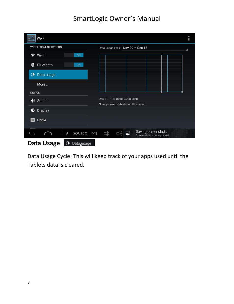 Smartlogic owner’s manual, Data usage | Vizualogic SmartLogic User Manual | Page 8 / 48