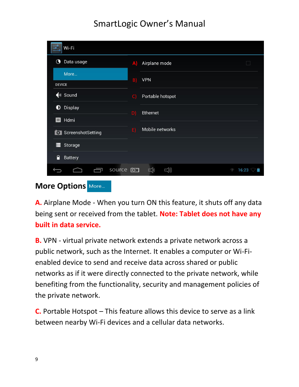 Smartlogic owner’s manual, More options | Vizualogic SmartLogic User Manual | Page 9 / 48