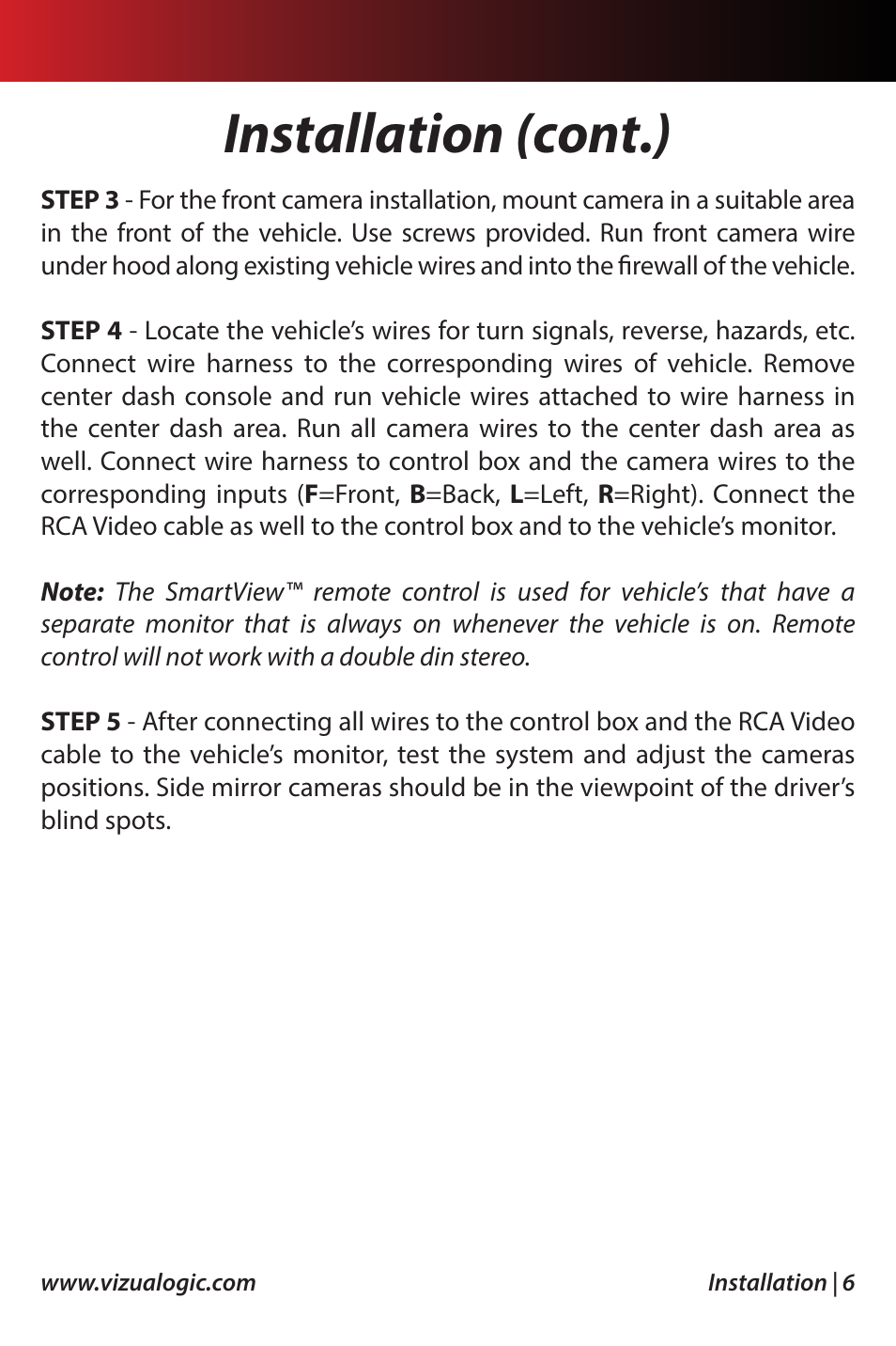 Installation (cont.) | Vizualogic SmartView Full 360 User Manual | Page 7 / 12