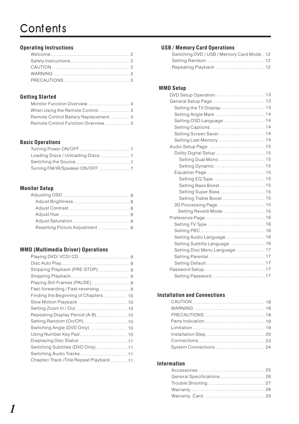 Cont ent s | Vizualogic RoadTrip Elite 9 User Manual | Page 2 / 32