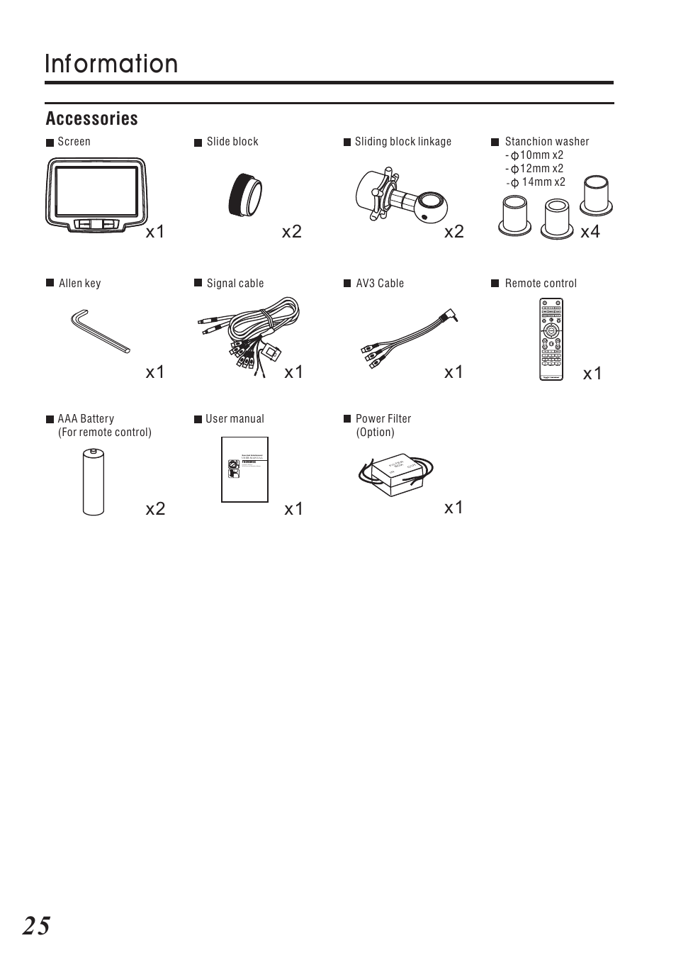 Inf ormation, Accessories, X1 x2 x4 | Vizualogic RoadTrip Elite 9 User Manual | Page 26 / 32