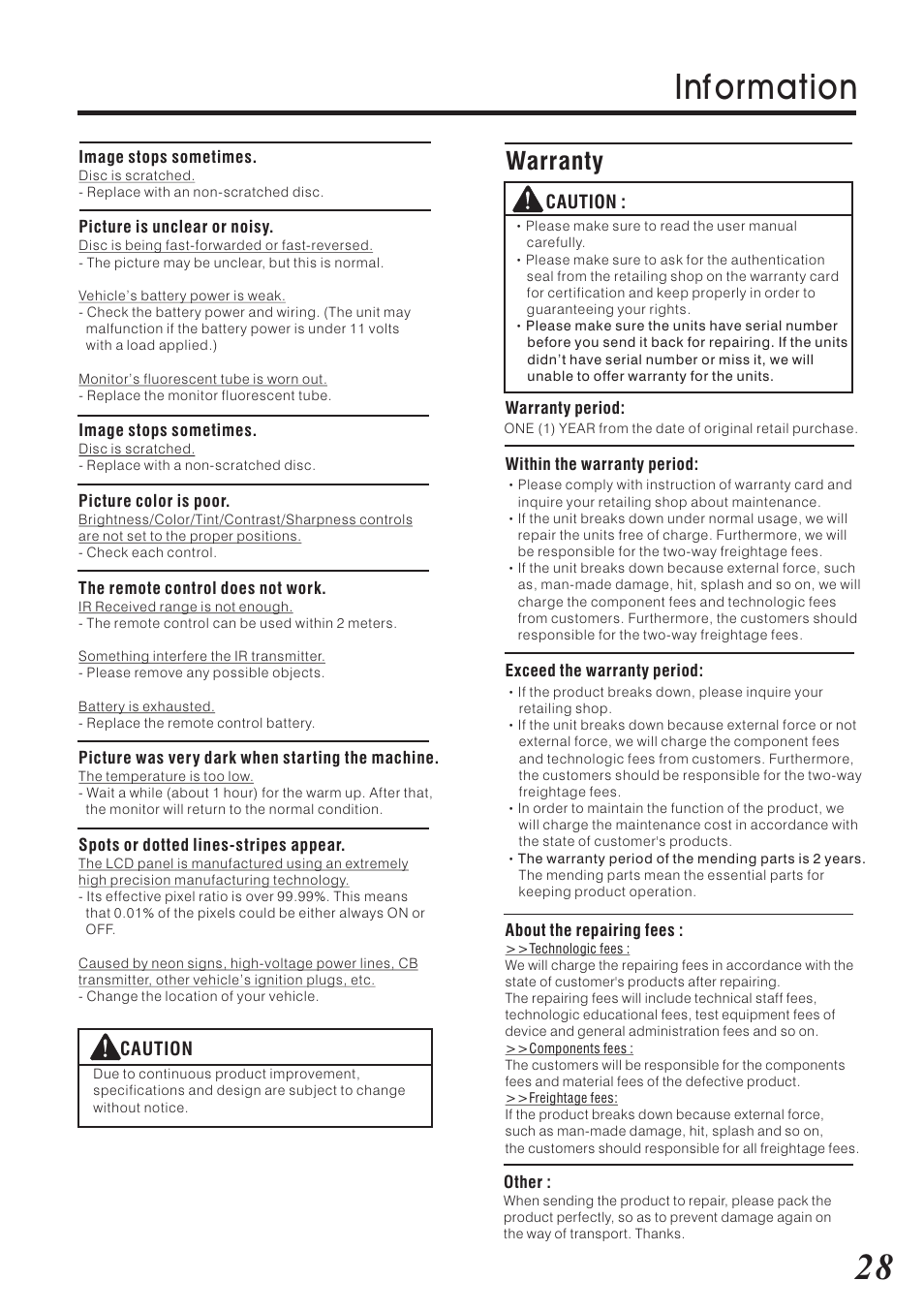 Inf ormation, Warranty | Vizualogic RoadTrip Elite 9 User Manual | Page 29 / 32