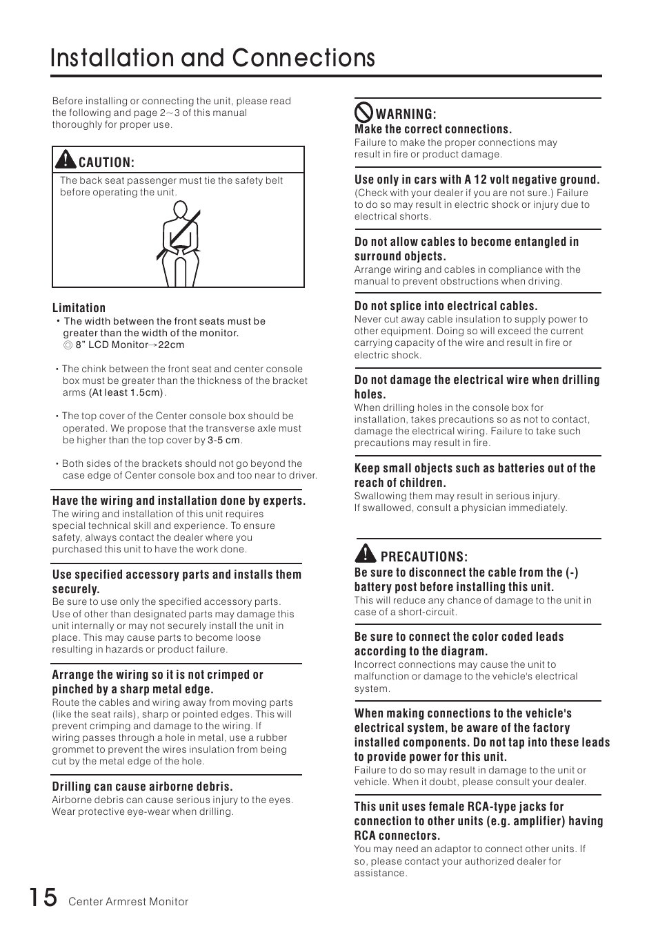 15 ins tallation and conn ections | Vizualogic RoadTrip Elite 8 User Manual | Page 16 / 28