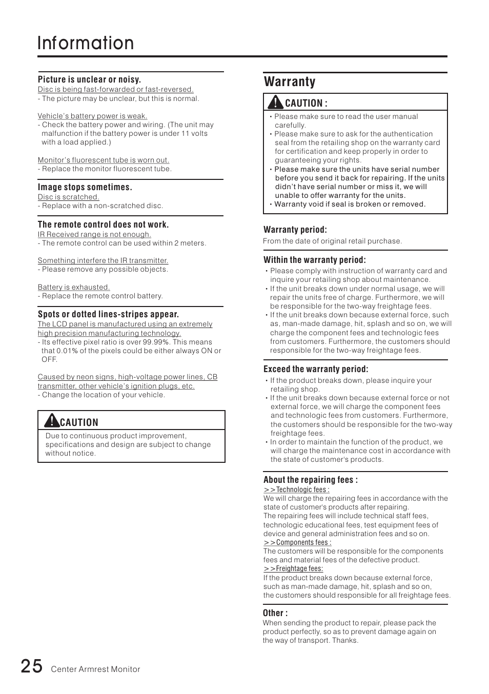 Inf ormation, Warranty | Vizualogic RoadTrip Elite 8 User Manual | Page 26 / 28
