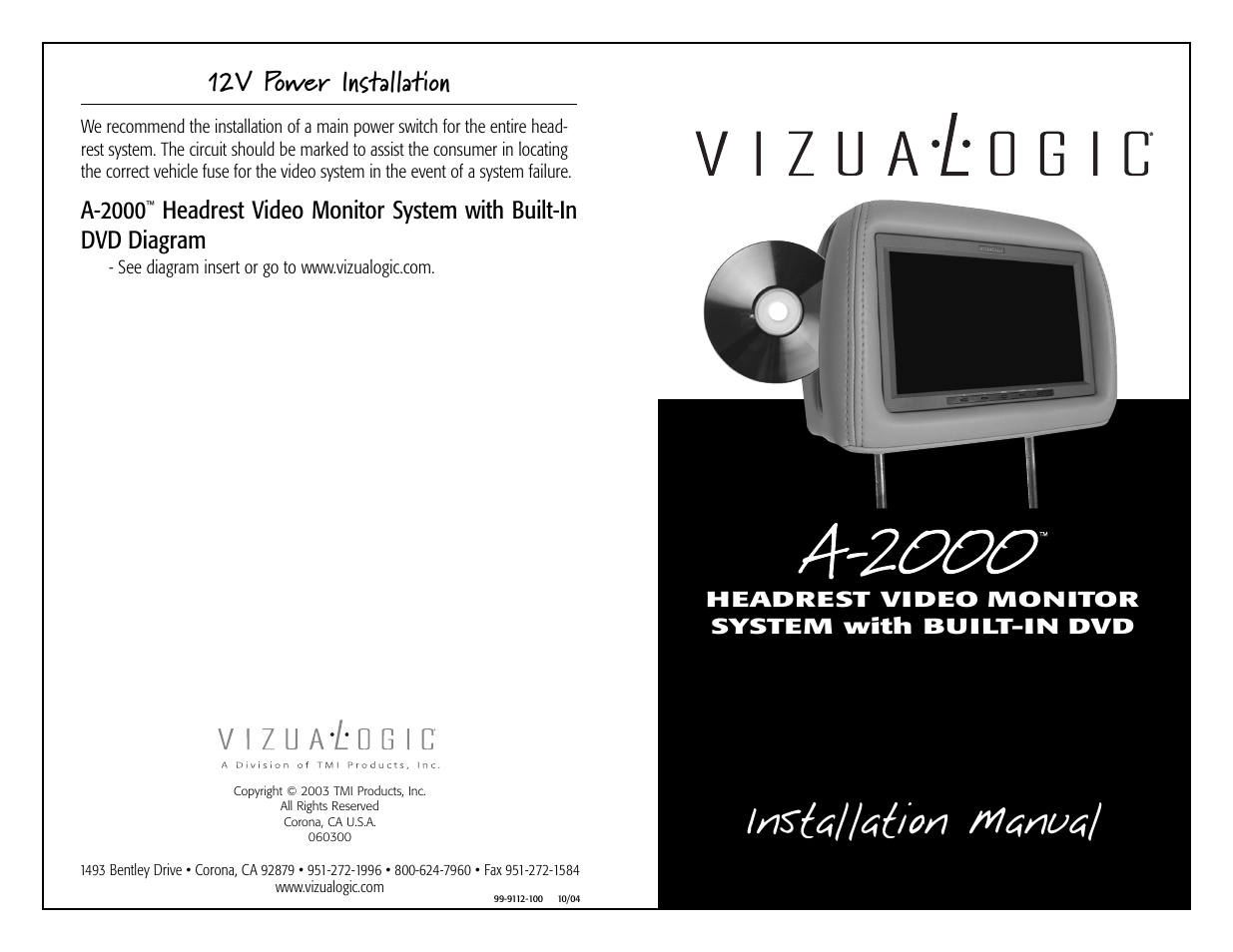 Vizualogic A-2000 Installation Instructions User Manual | 2 pages