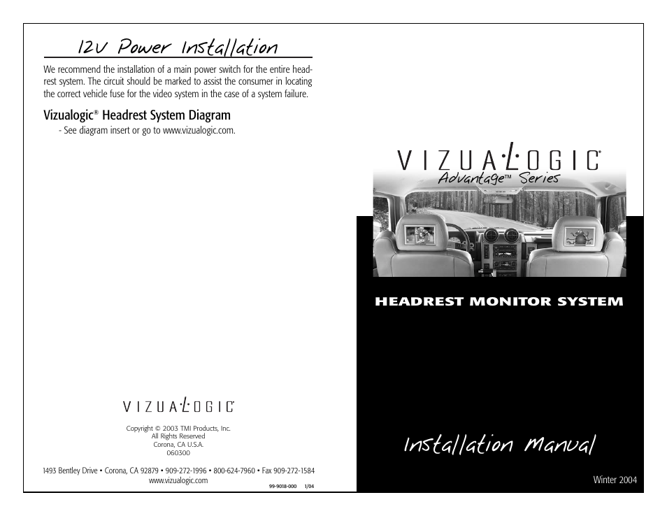 Vizualogic Advantage Series Installation Instructions User Manual | 2 pages