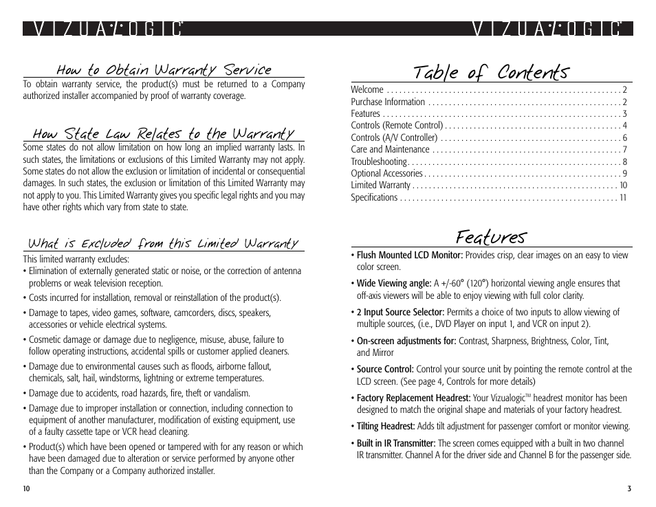 Vizualogic Advantage Series Owner's Manual User Manual | Page 3 / 6