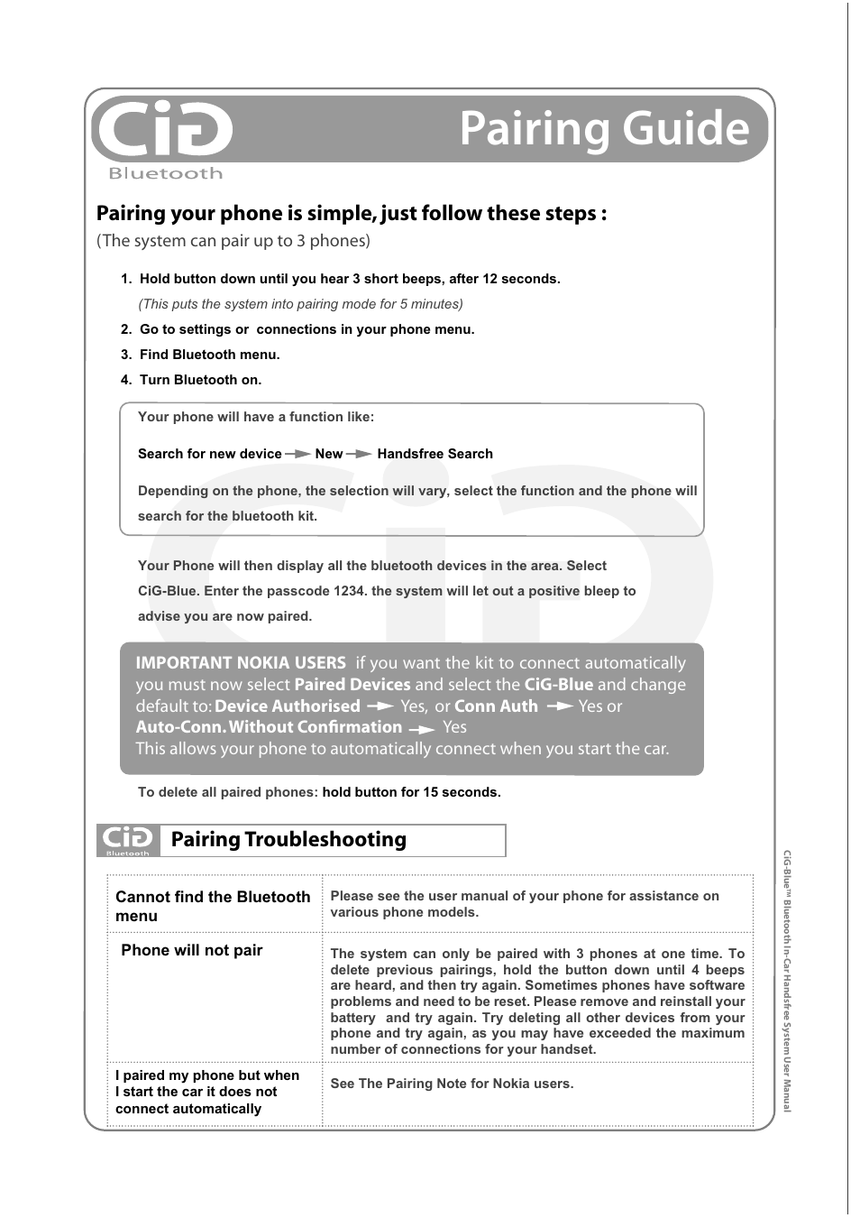 Pairing guide | Vizualogic CiG-Blue Owner's Manual User Manual | Page 4 / 8