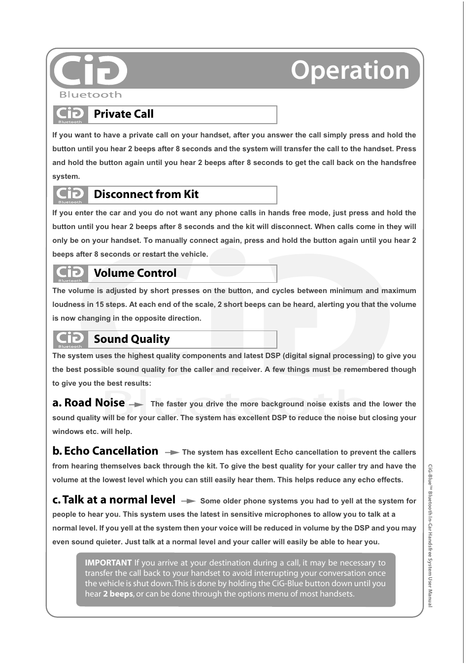 Operation | Vizualogic CiG-Blue Owner's Manual User Manual | Page 6 / 8