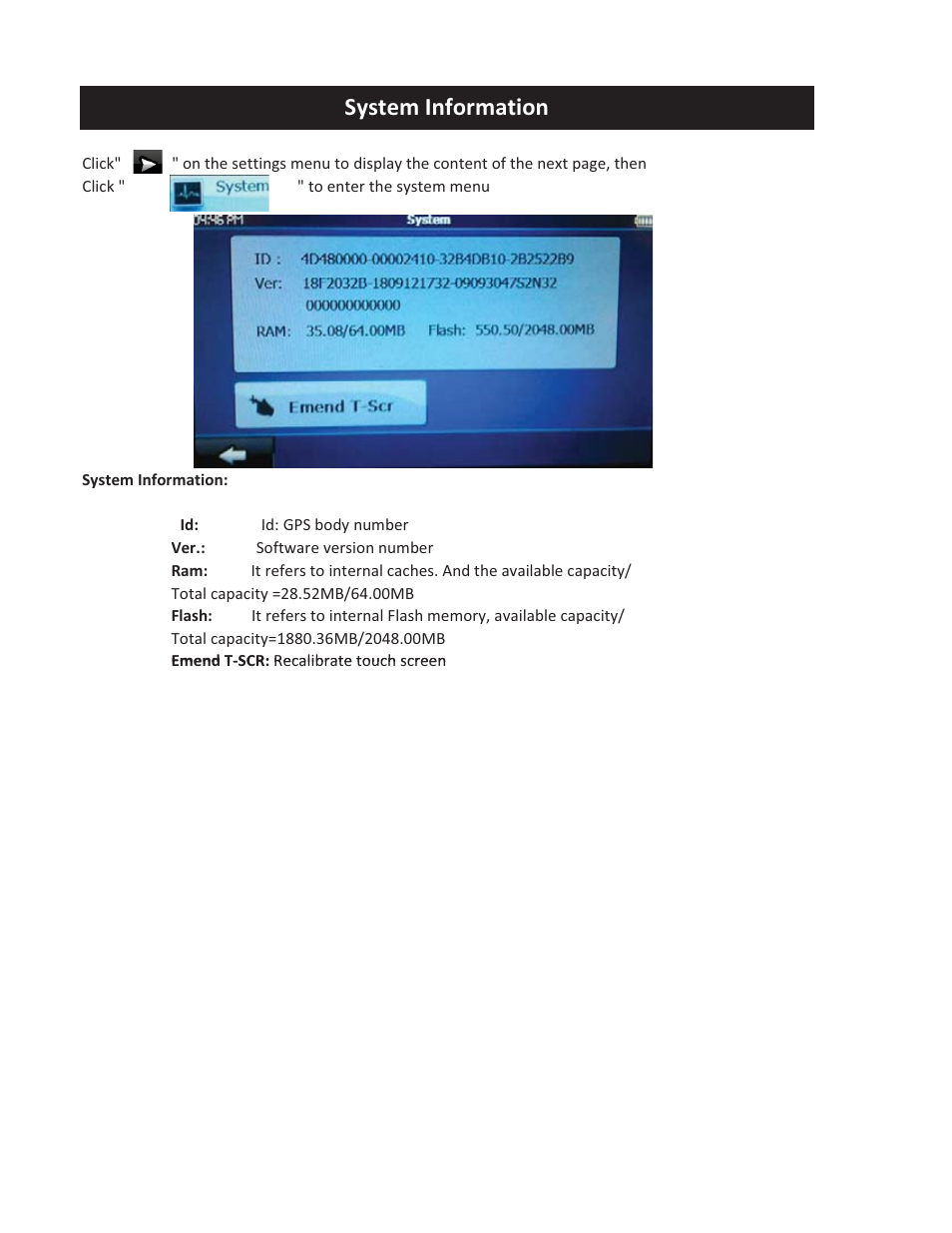 System information | Vizualogic RoadTrip GPS Mirror User Manual | Page 28 / 29