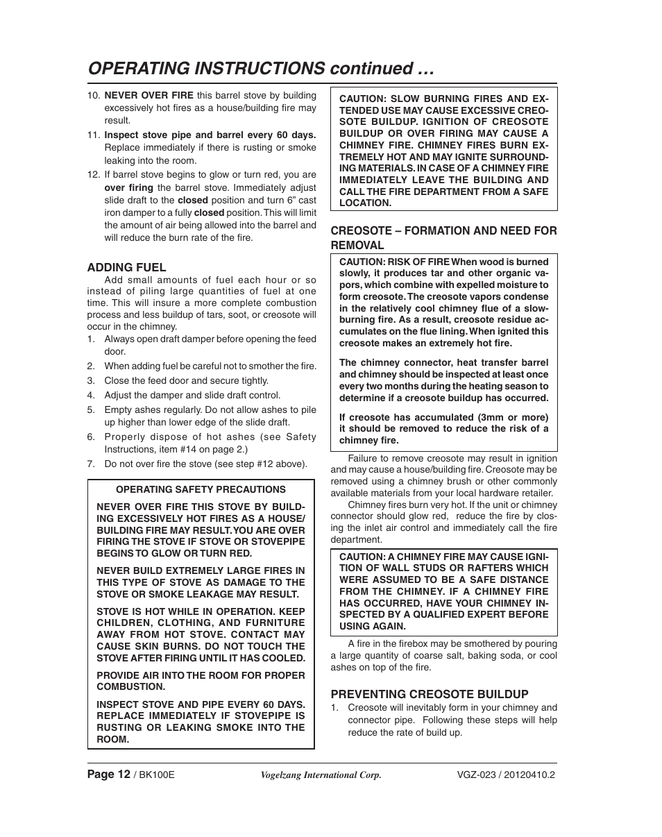 Operating instructions continued | Vogelzang BK50E User Manual | Page 12 / 16