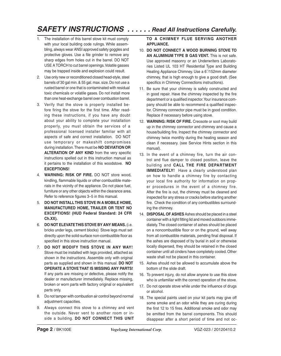 Safety instructions, Read all instructions carefully | Vogelzang BK50E User Manual | Page 2 / 16