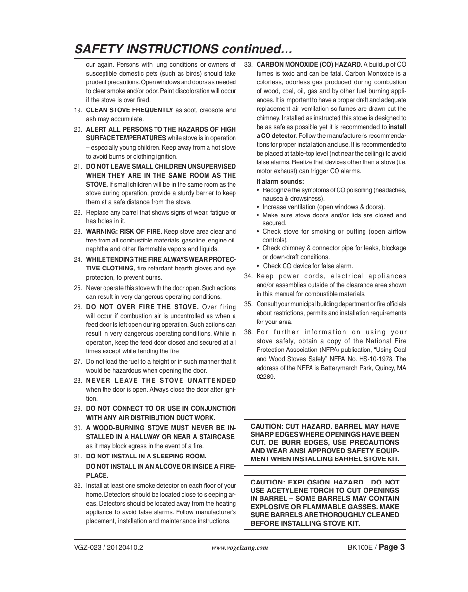 Safety instructions continued | Vogelzang BK50E User Manual | Page 3 / 16
