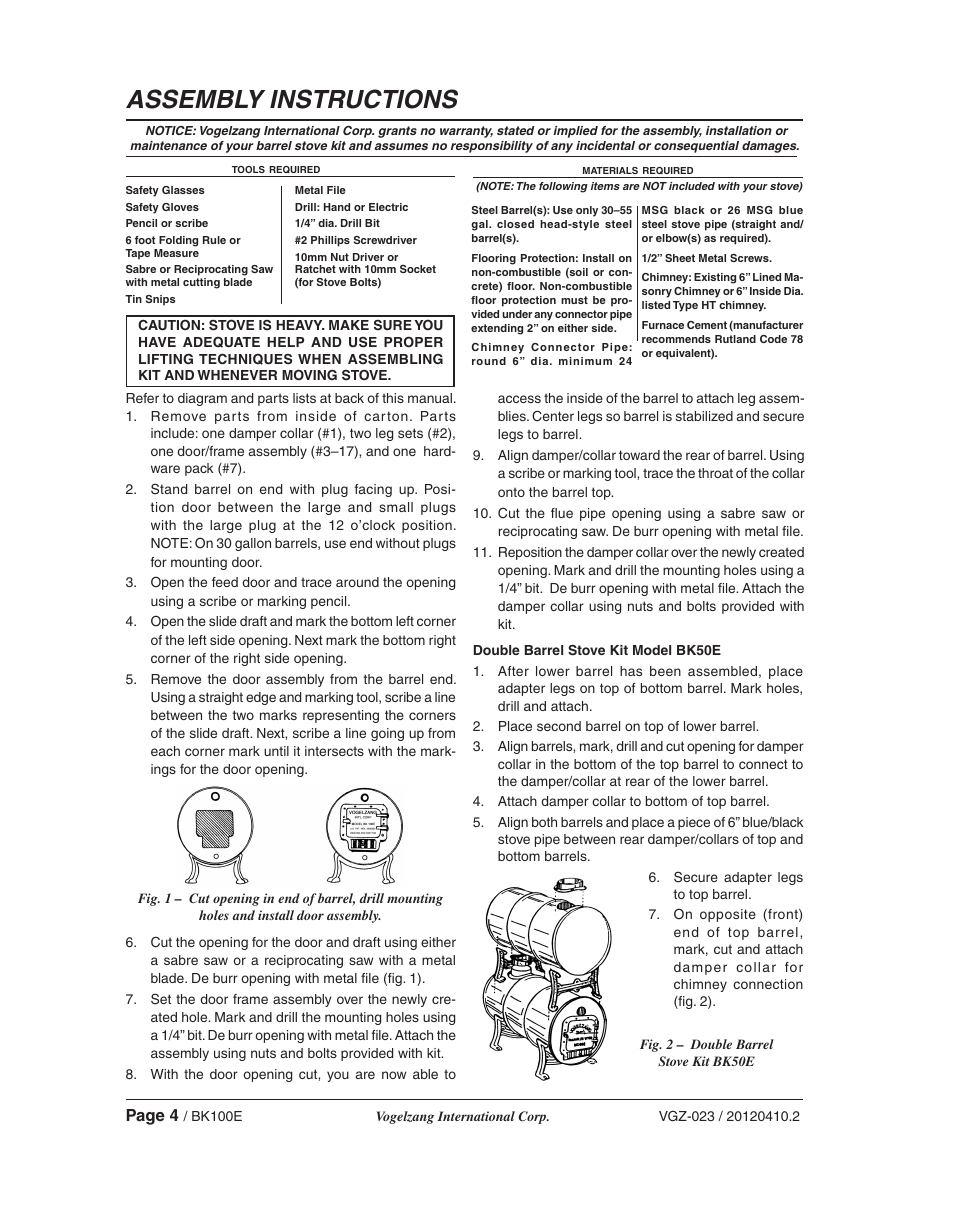 Assembly instructions | Vogelzang BK50E User Manual | Page 4 / 16