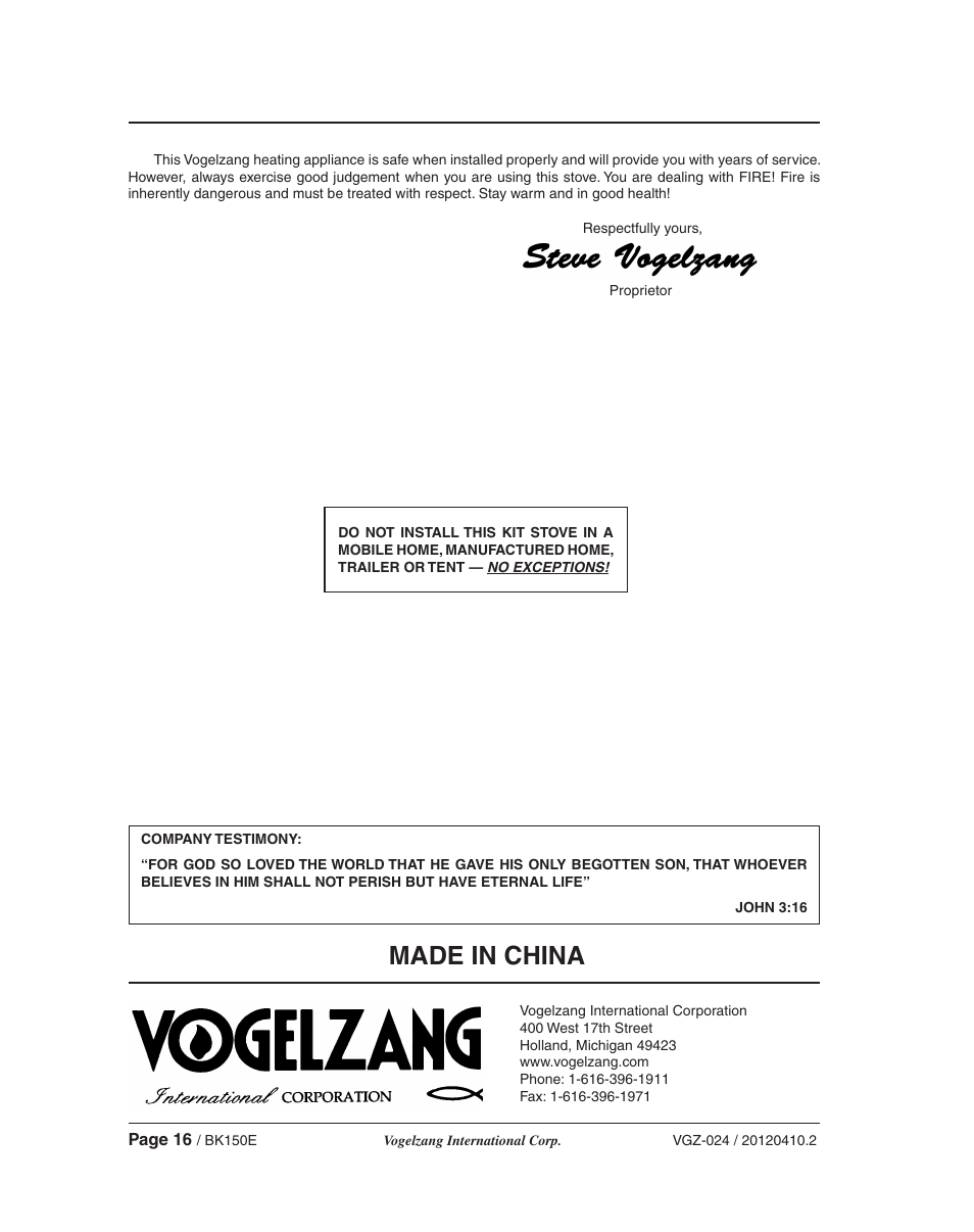 Made in china | Vogelzang BK150E User Manual | Page 16 / 16