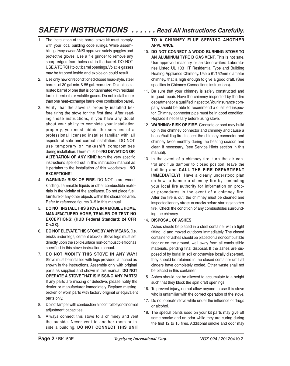 Safety instructions, Read all instructions carefully | Vogelzang BK150E User Manual | Page 2 / 16