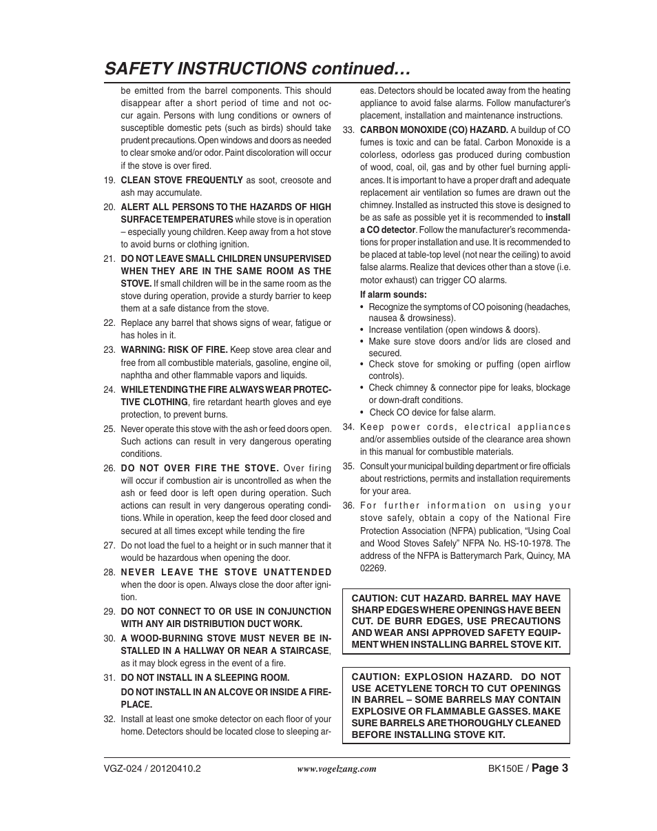 Safety instructions continued | Vogelzang BK150E User Manual | Page 3 / 16