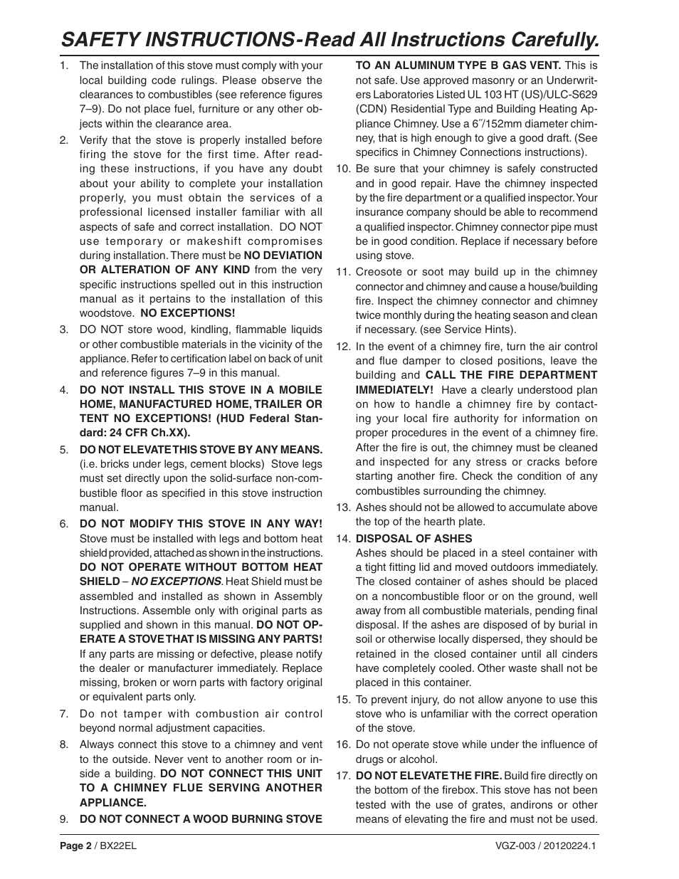 Vogelzang BX22EL User Manual | Page 2 / 18