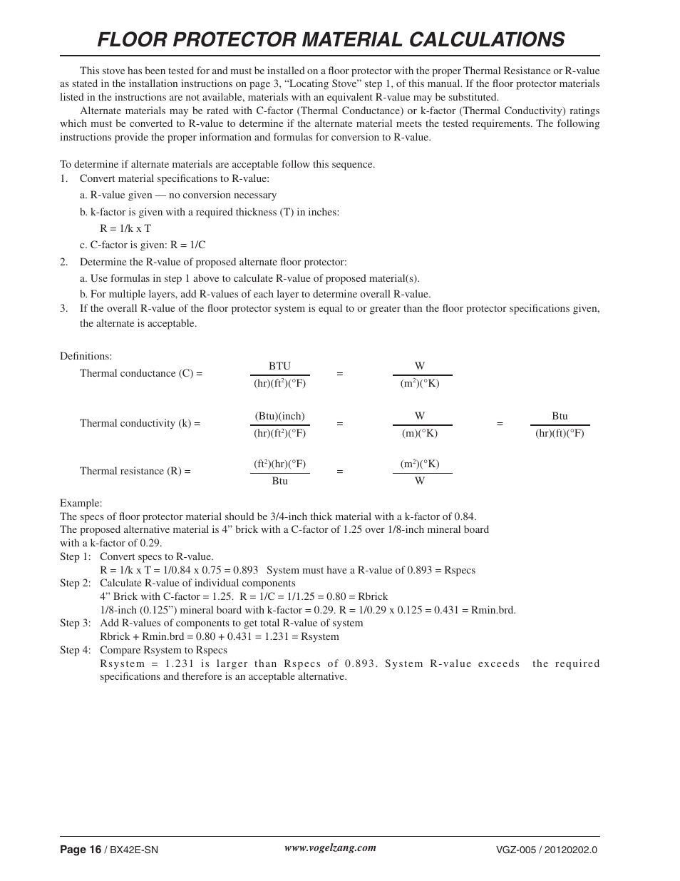 Floor protector material calculations | Vogelzang BX42E User Manual | Page 16 / 18
