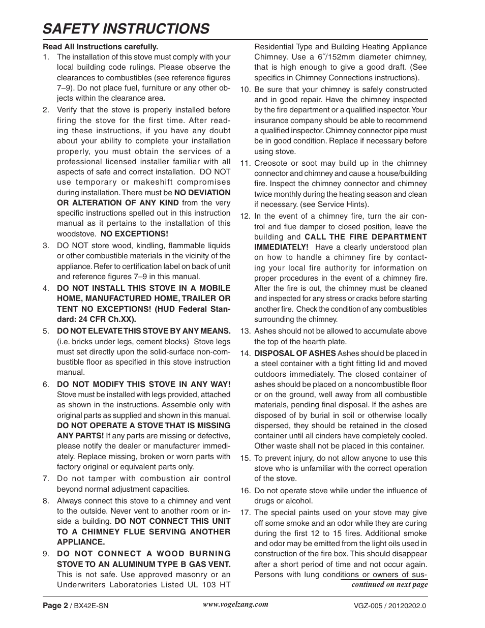 Safety instructions | Vogelzang BX42E User Manual | Page 2 / 18