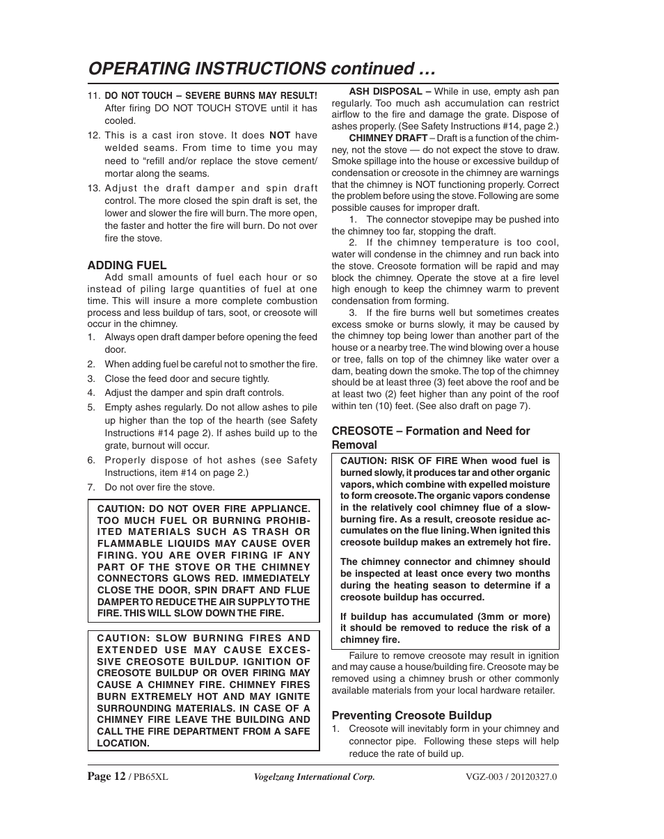 Operating instructions continued | Vogelzang PB65XL User Manual | Page 12 / 16
