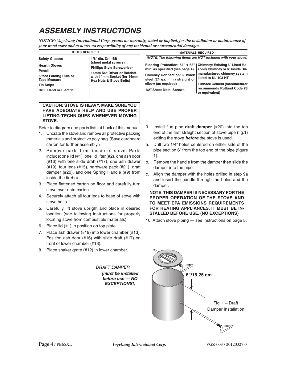 Assembly instructions | Vogelzang PB65XL User Manual | Page 4 / 16