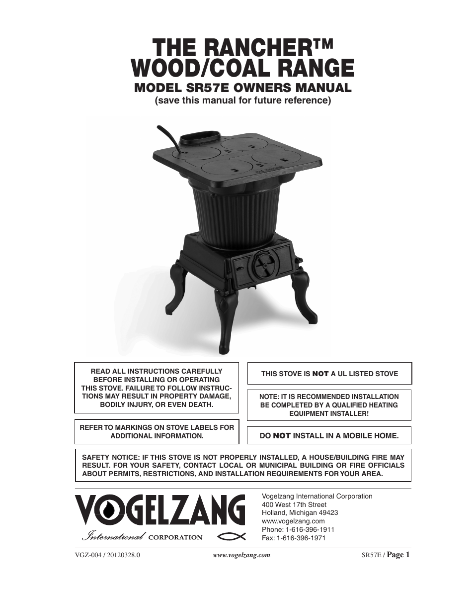 Vogelzang SR57E User Manual | 16 pages