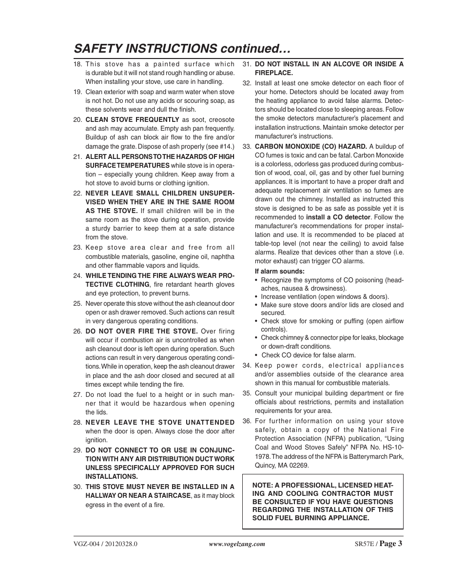 Safety instructions continued | Vogelzang SR57E User Manual | Page 3 / 16