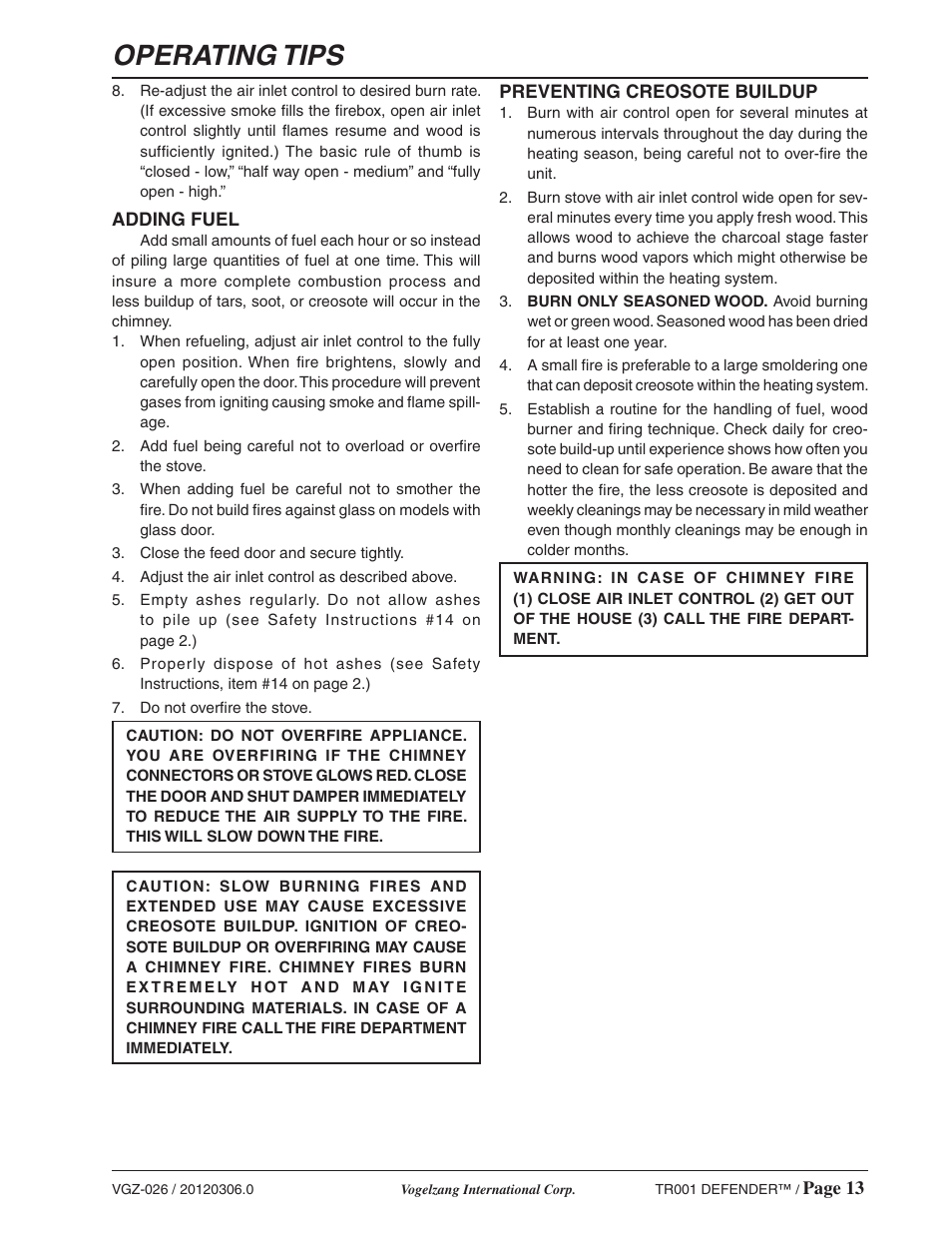 Operating tips | Vogelzang TR001 User Manual | Page 13 / 20