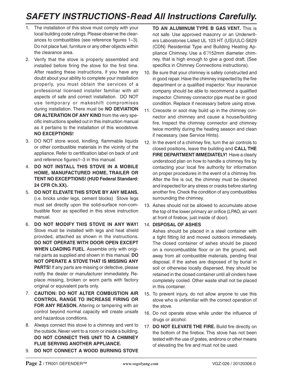 Vogelzang TR001 User Manual | Page 2 / 20