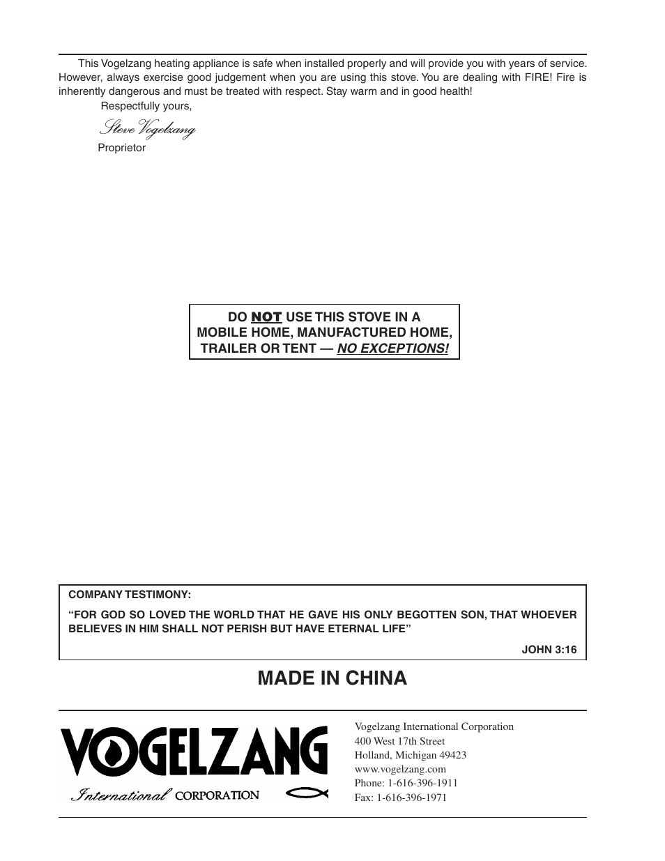 Steve vogelzang, Made in china | Vogelzang TR001 User Manual | Page 20 / 20