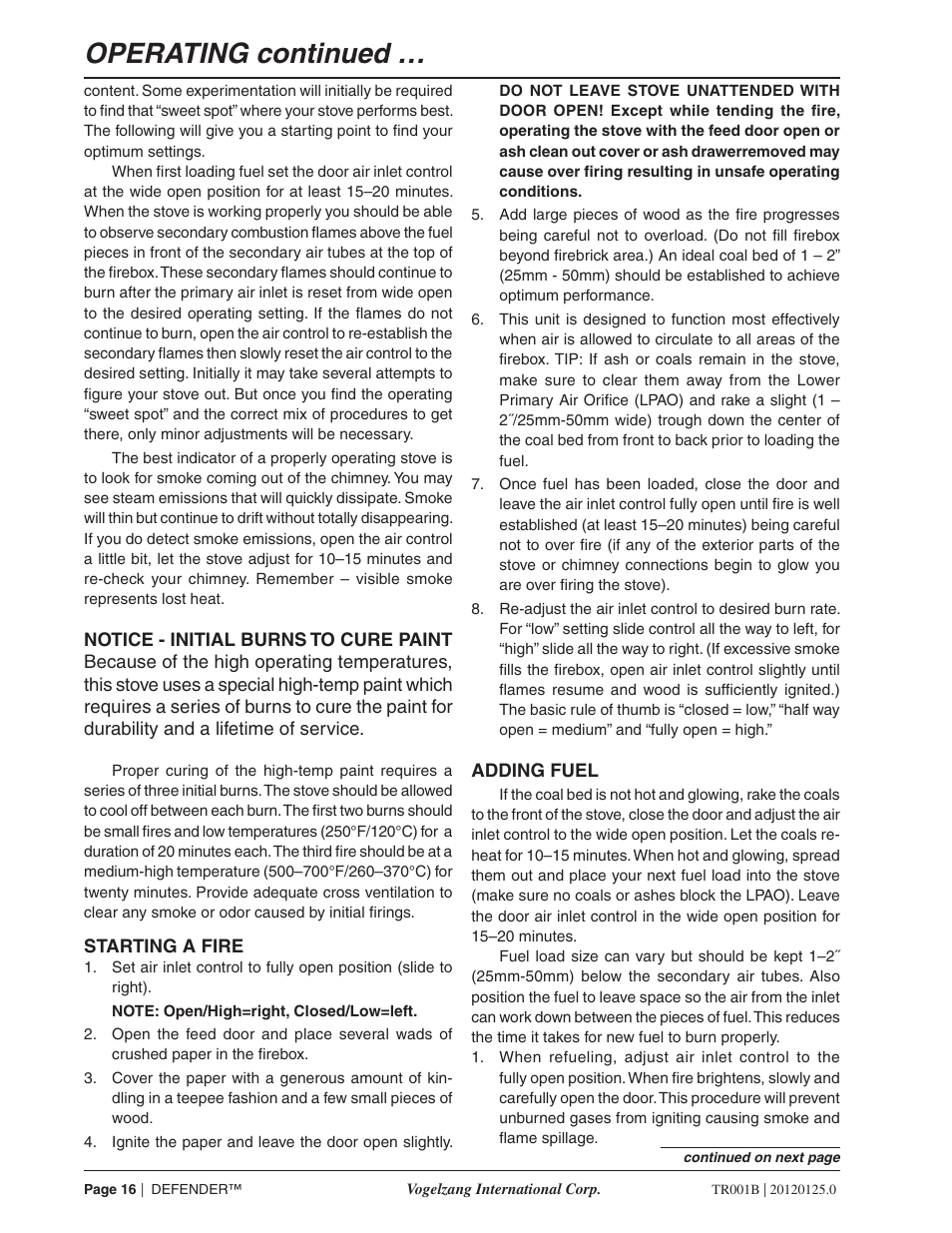 Operating continued | Vogelzang TR001B User Manual | Page 16 / 24
