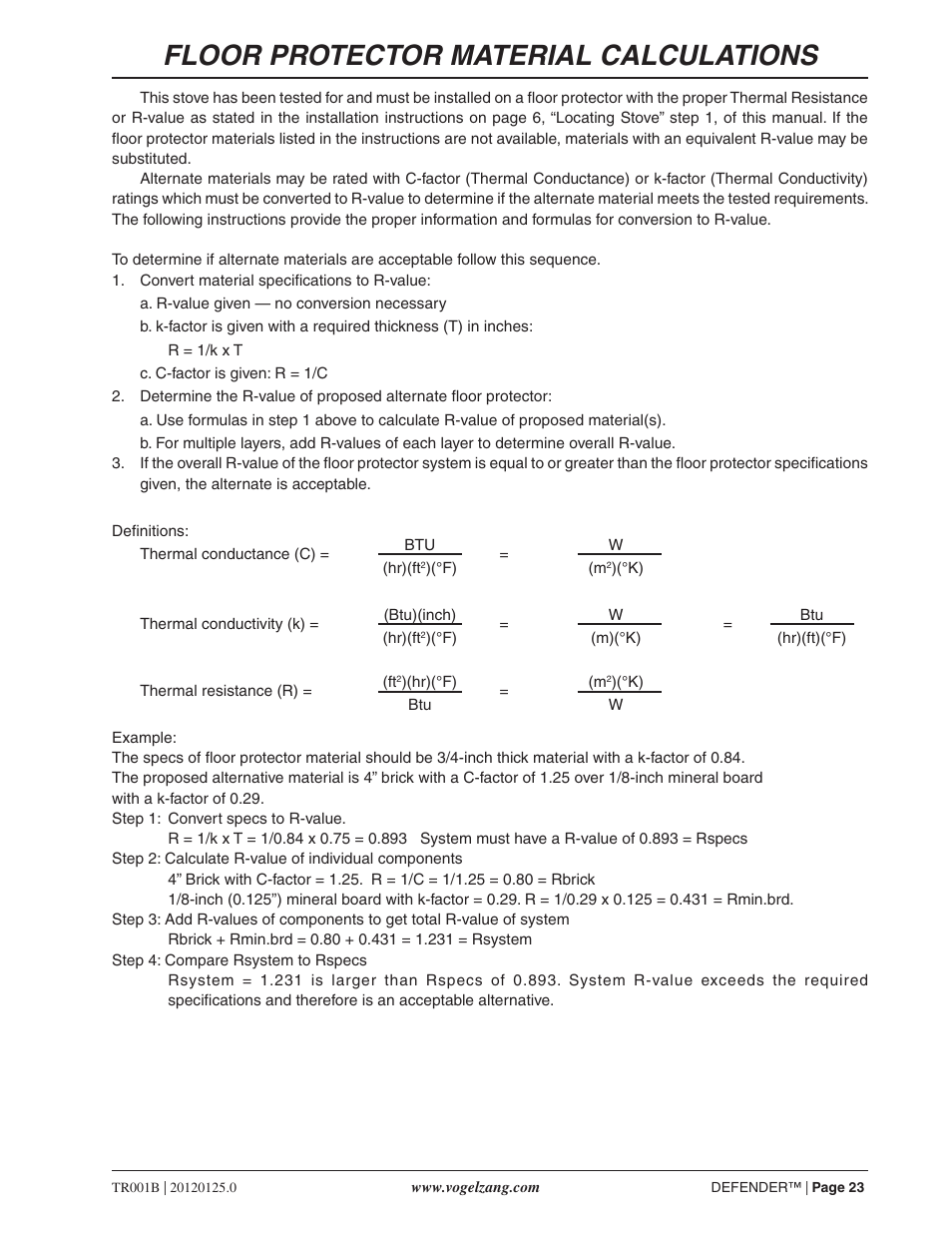 Floor protector material calculations | Vogelzang TR001B User Manual | Page 23 / 24