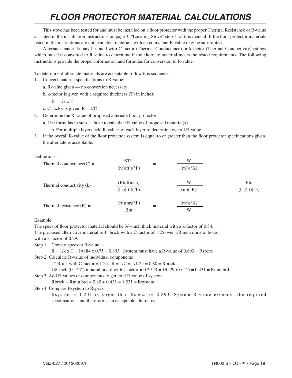 Floor protector material calculations | Vogelzang TR002 User Manual | Page 19 / 22