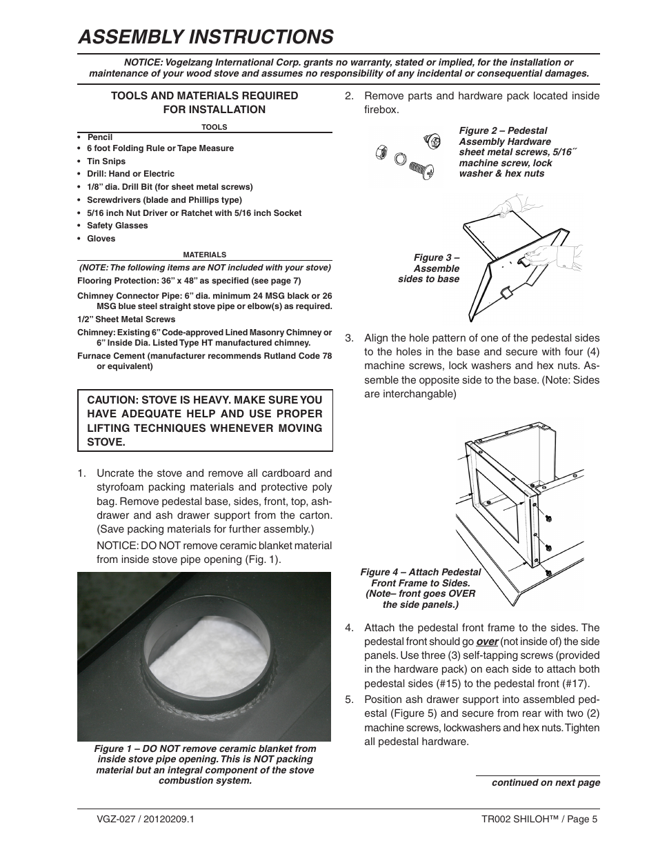 Assembly instructions | Vogelzang TR002 User Manual | Page 5 / 22