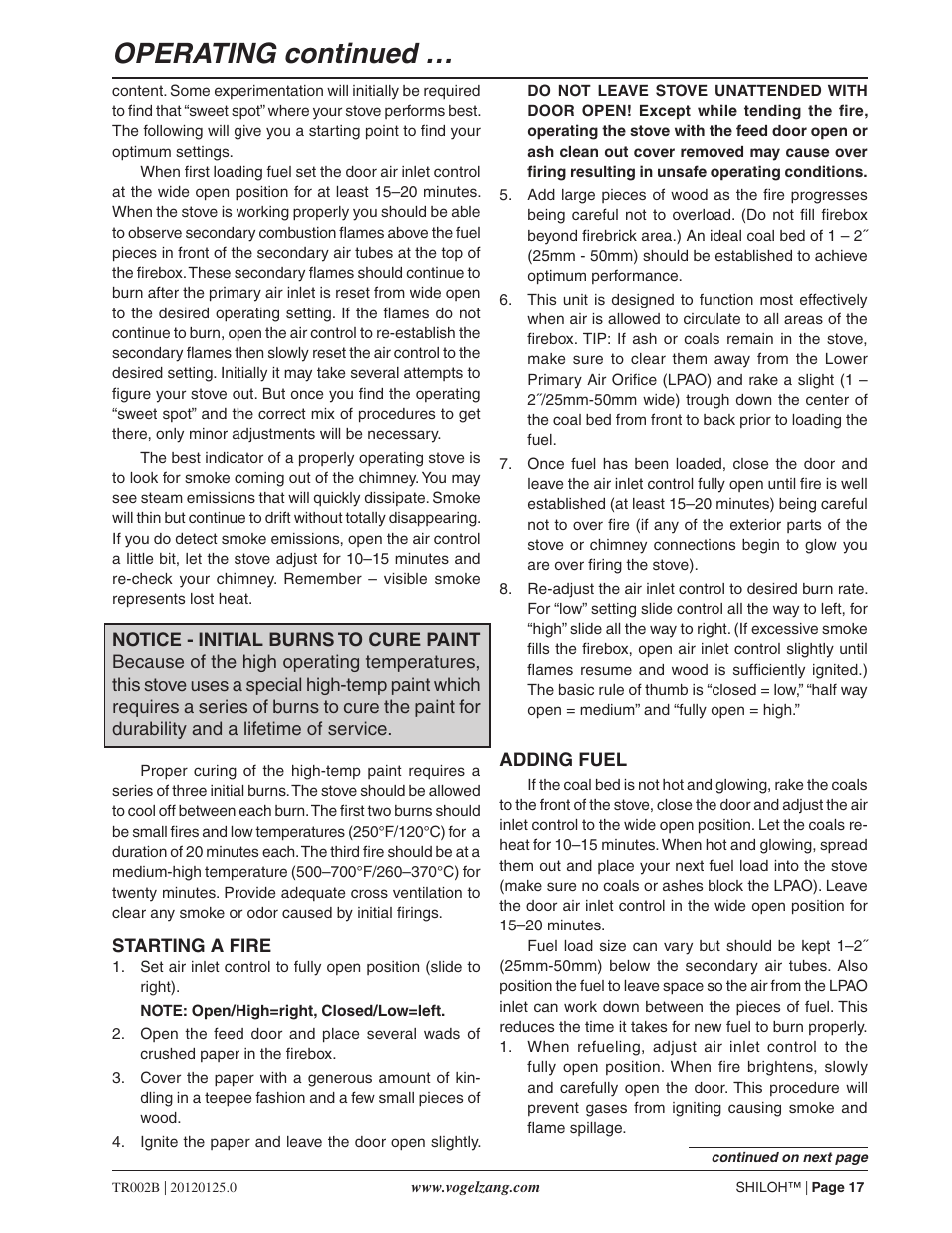 Operating continued | Vogelzang TR002B User Manual | Page 17 / 26