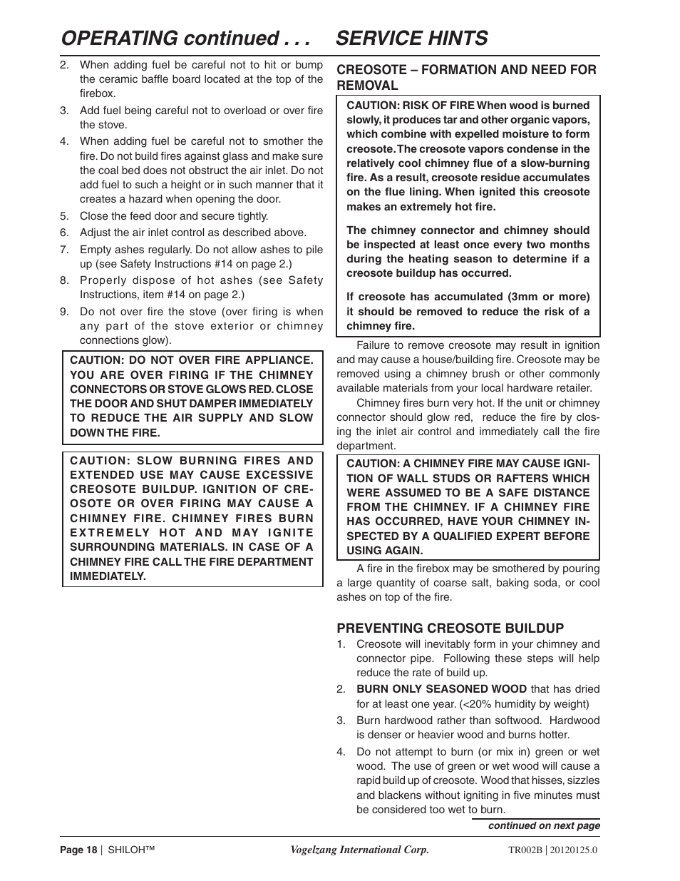 Service hints operating continued | Vogelzang TR002B User Manual | Page 18 / 26