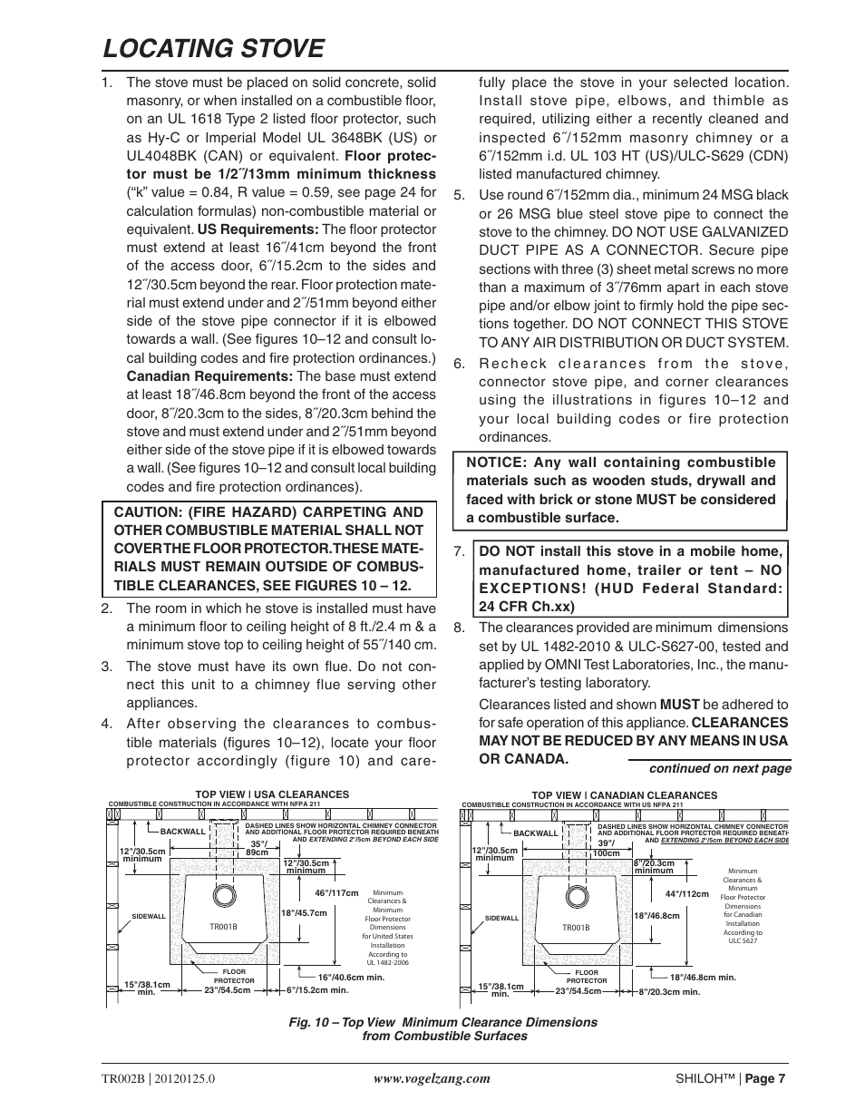 Locating stove | Vogelzang TR002B User Manual | Page 7 / 26