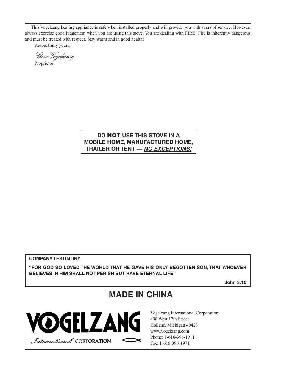 Steve vogelzang, Made in china | Vogelzang TR003 User Manual | Page 20 / 20