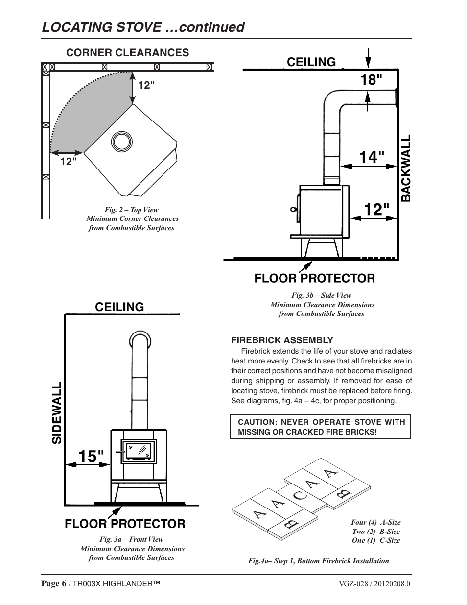 Locating stove …continued | Vogelzang TR003 User Manual | Page 6 / 20