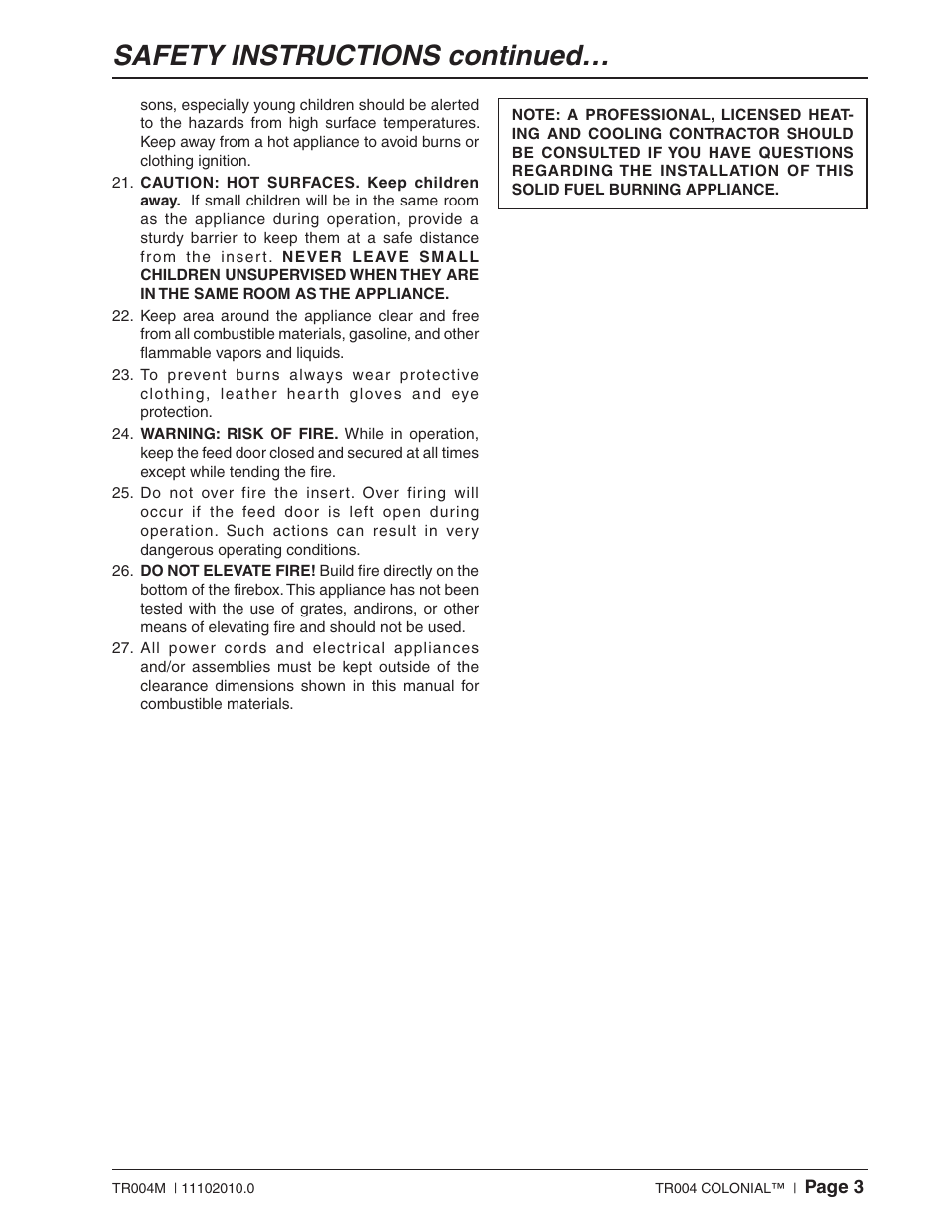 Safety instructions continued | Vogelzang TR004 User Manual | Page 3 / 18